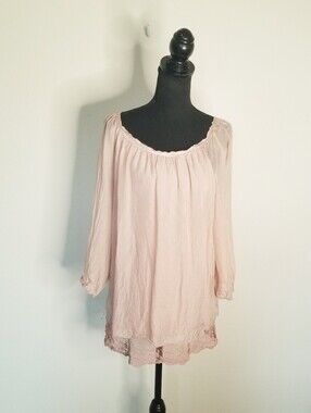 giulia Silk Lined Blouse Made In Italy Blush Lace S